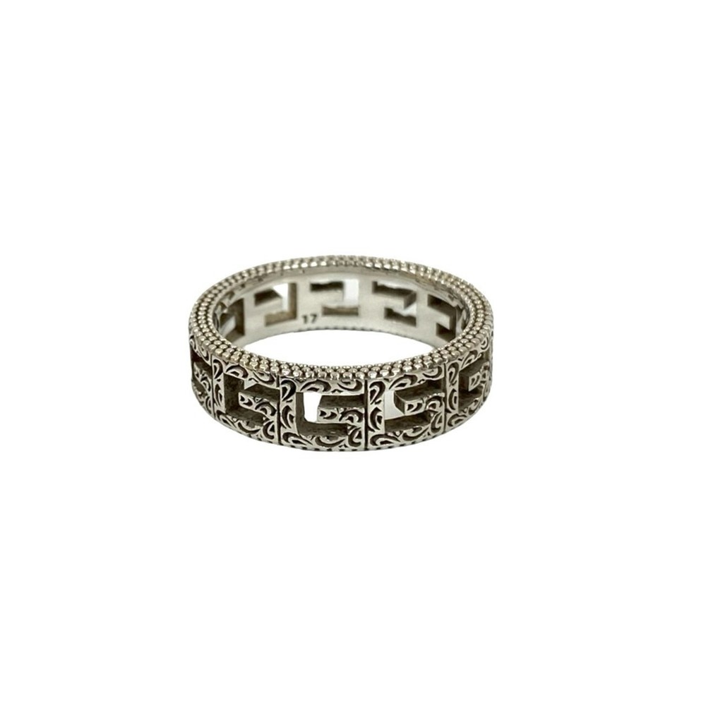 GUCCI Square G Arabesque Sterling Silver Ring, Men's Accessory, 32062 - Picture 6 of 6